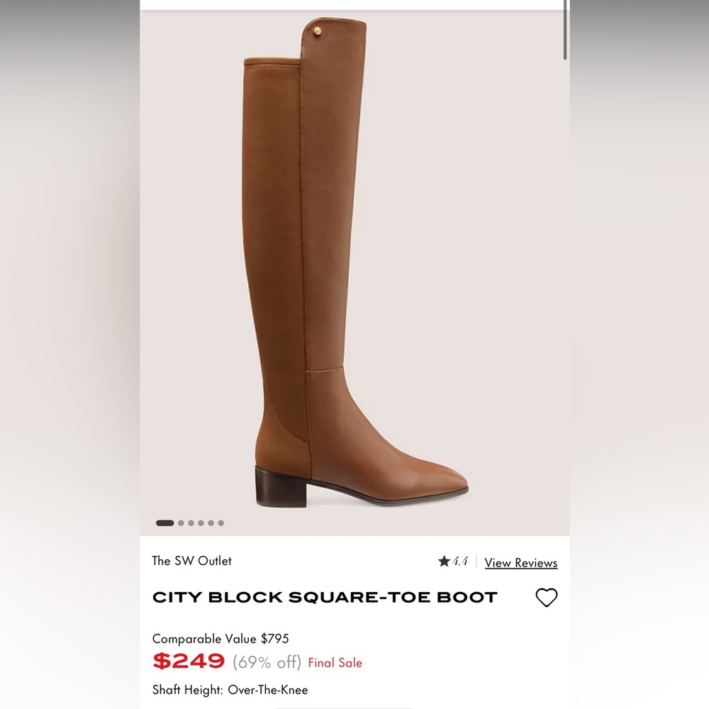 Brown Leather Knee-High City Block Square-Toe Boots